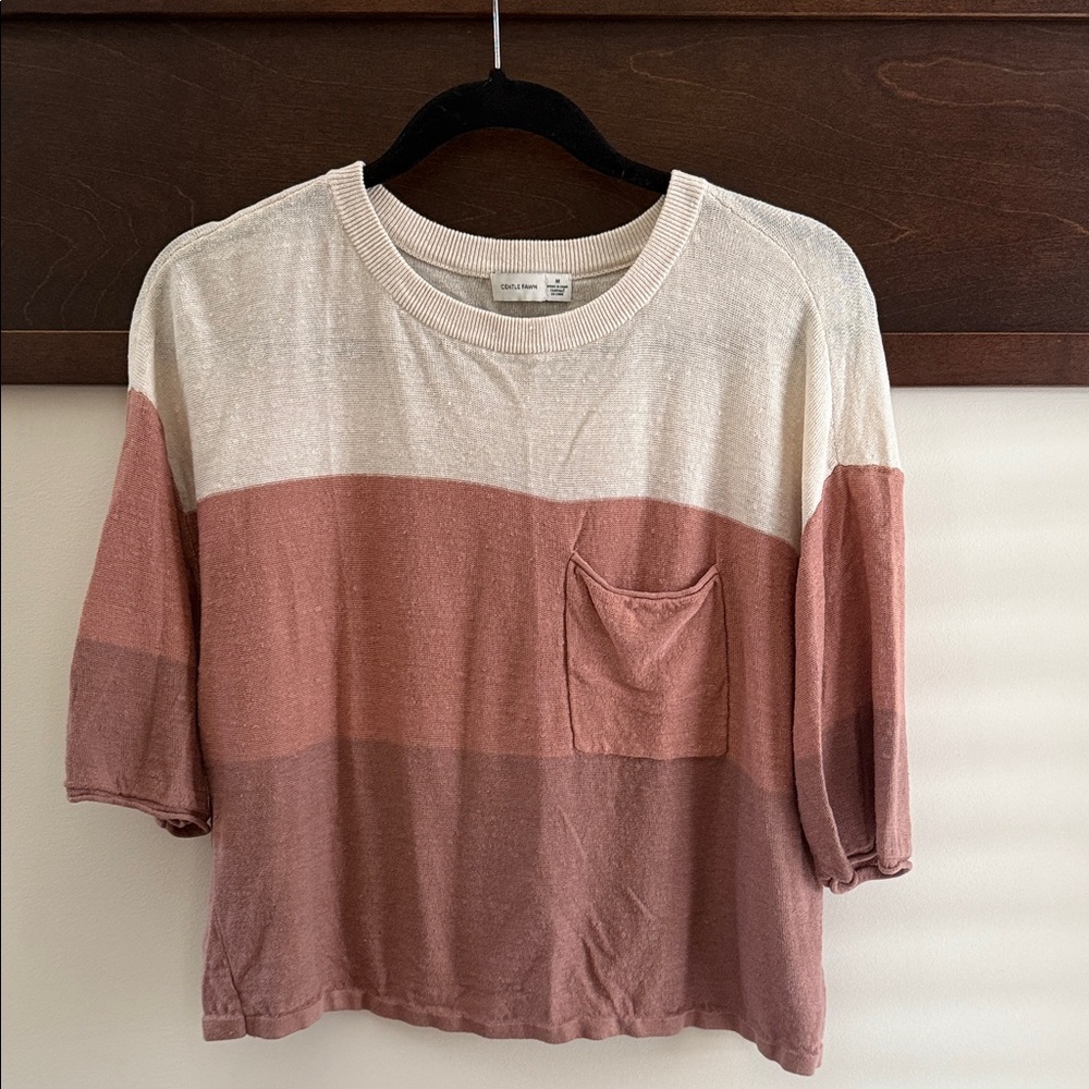Gentle Fawn Colorblock Short Sleeve Top - Cream and Pink